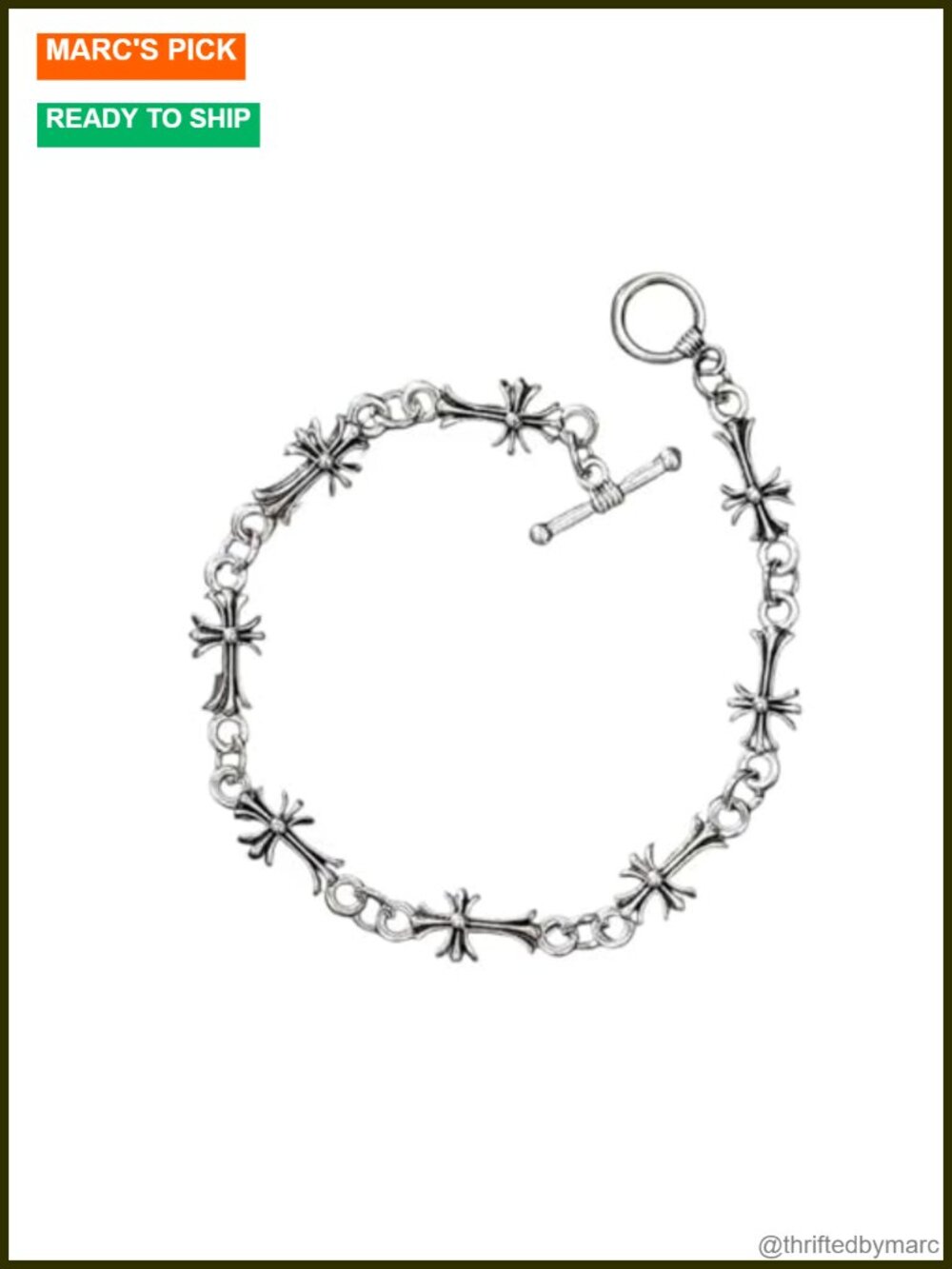 Vintage Gothic Cross Bracelet Punk Alloy Pendant Charm Unisex Retro Jewelry
